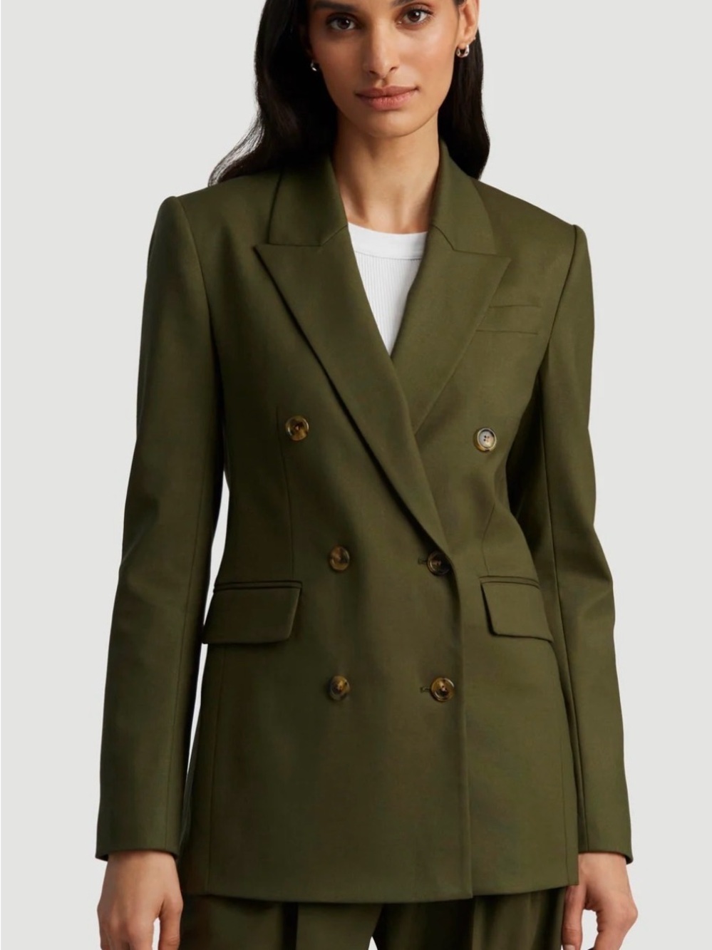 Argent Double-Breasted Blazer in Pine Needle